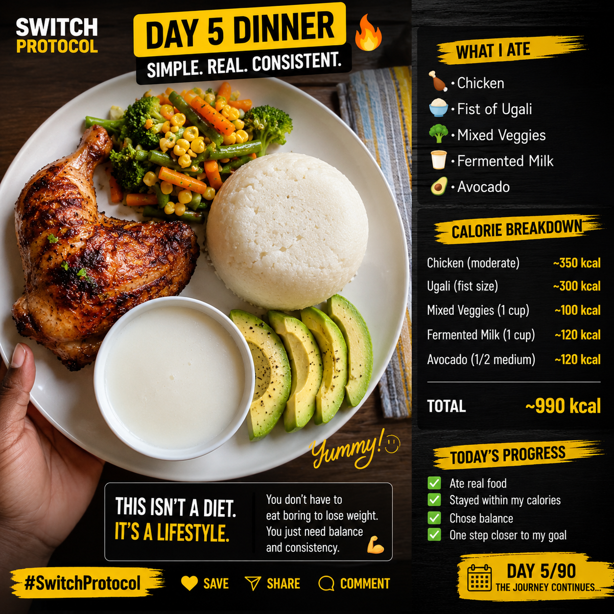 🔥 Day 5 Dinner | Calorie Deficit Journey 🍽️ Tonight's din... · @Sonto on CashChat